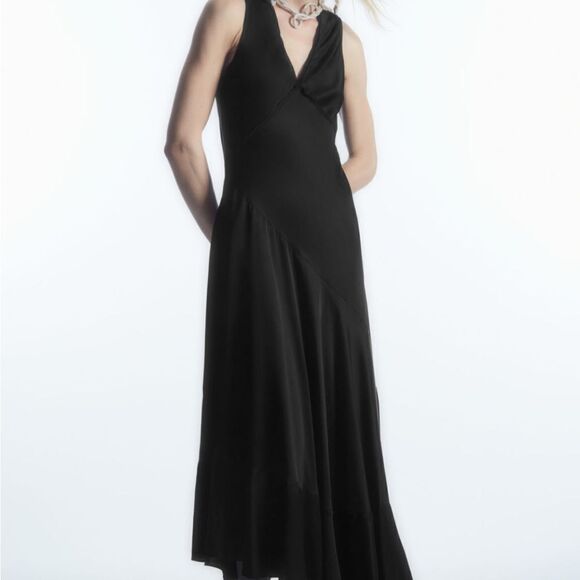 NWT COS ASYMMETRIC SATIN MIDI DRESS Size 14 - Picture 7 of 10